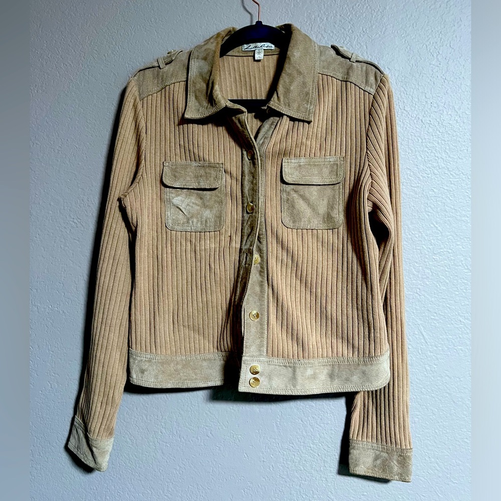 Lillie Rubin Size L suede & cotton sweater jacket vintage